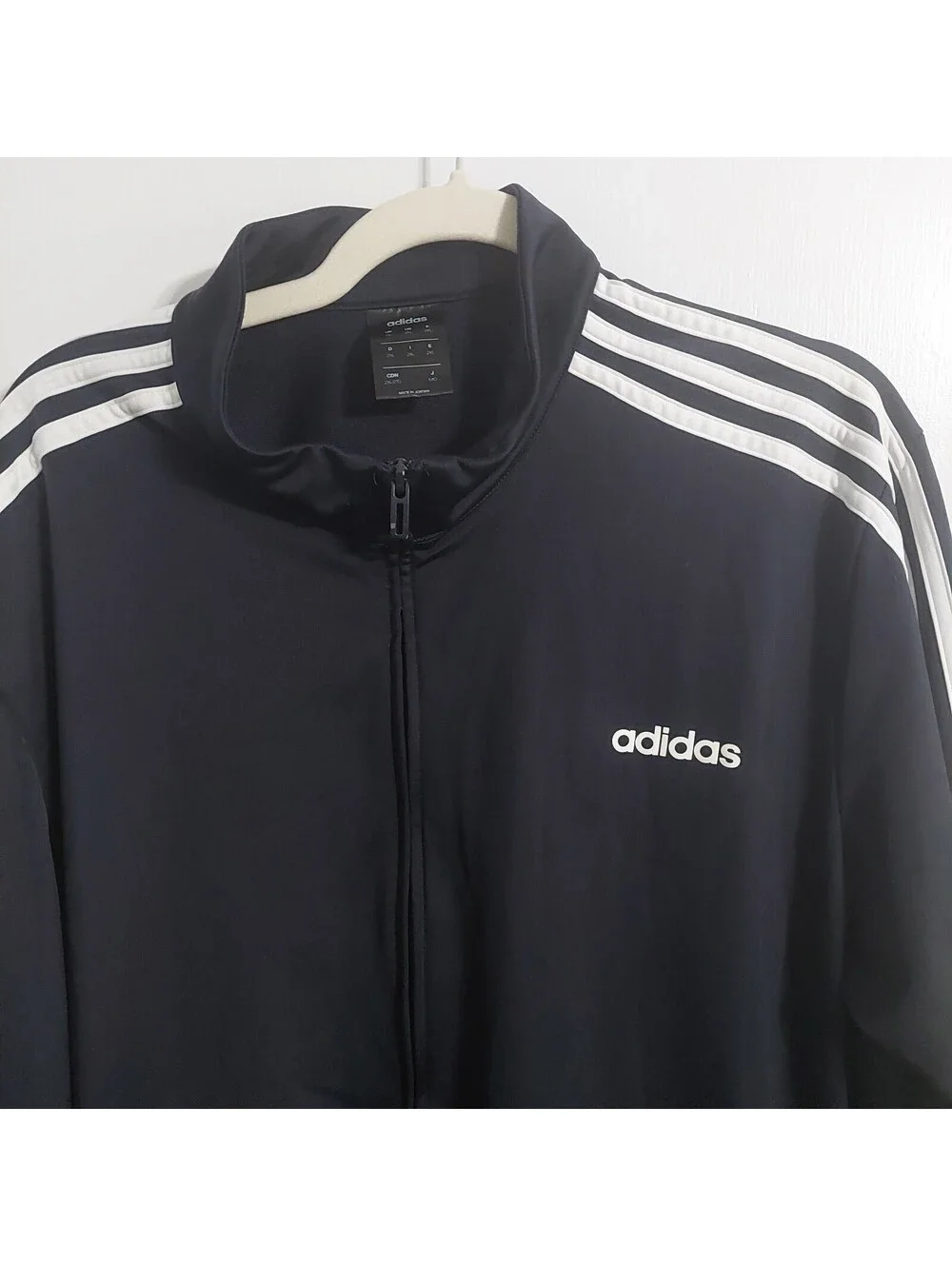 Adidas Men's 2XL Navy Track Jacket with White Stripes